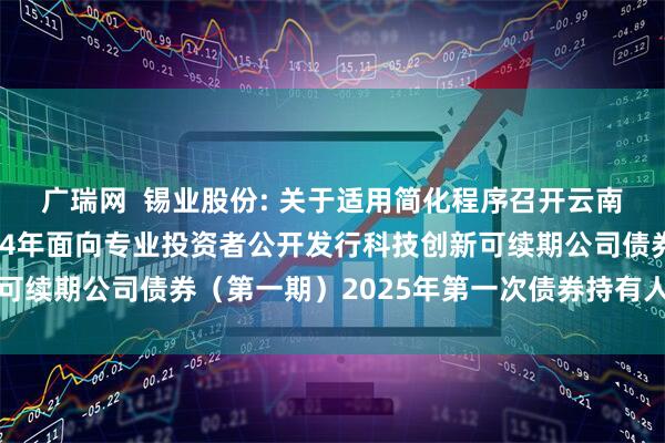 广瑞网 锡业股份: 关于适用简化程序召开云南锡业股份有限公司2024年面向专业投资者公开发行科技创新可续期公司债券(第一期)2025年第一次债券持有人会议的通知